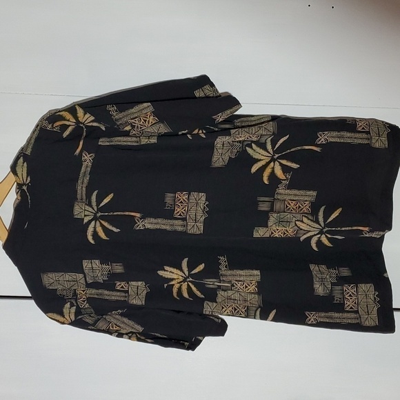 Island Republic- Black Novelty Print Palm Trees Silk Button down Shirt Sz.XL - Picture 4 of 6